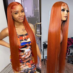 Cambiadas brasileñas largas y rectas para mujeres cabello suave amarillo/azul/gris/naranja/encaje de encaje rosa Cosplay de peluca sintética