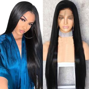 Perruque longue droite Lace Front Wig Highlight Perruque pour les femmes noires Cosplay Daily Party