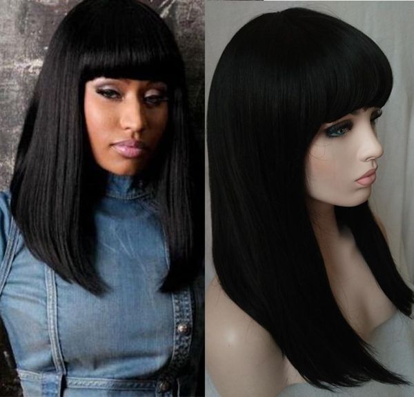 Pelucas largas y rectas para mujeres cabello natural de las mujeres dulces pelucas bob largas cabello negro drag queen wig5891560