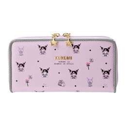 Long Style mode Kuromi portefeuilles dessin animé porte-monnaie dame longs sacs à main femmes porte-cartes en cuir PU Moneybag portefeuille 225