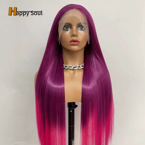 Filation de mode violet à longue fibre chimique Fibre HD Perruque avant à haute température Hair raide raide Wig Wig Factory Wholesale