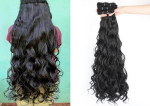 Longs paquets de cheveux bouclés synthétiques Couleurs naturelles Extensions de cheveux synthétiques pour les femmes 30 pouces Coiffes synthétiques Curls africains 2202109779