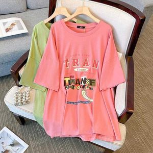 Long T Shirt Plus Size Womens Clothes Top Loose Short Sleeve Fat Sister Summer