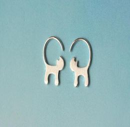 Longues boucles d'oreilles pour chats pour femmes bijoux animaux de mode 925 argent sterling beau cadeau simple dessin animé chatte1891557