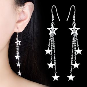 long tassel Dangle earrings 25 sterling silver woman fashion jewelry high quality simple five-pointed star exaggerated