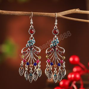 Boucles d'oreilles longues à pampilles pour femmes, bijoux indiens Jhumka, style Boho ethnique, mode, strass colorés, boucles d'oreilles de mariée