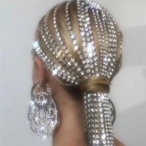 Couvre-chef en strass pour femmes, Long pampilles, chaîne de tête, accessoires de cheveux de mariage en cristal, bandeau de mariée, bijoux 267Q