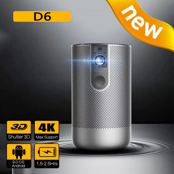 Projecteur à lancement long Mini 3D 4K Projecteur 1080p Smart Android WiFi LED DLP Home Theatre Outdoor Portable Mini Projecteur avec batterie