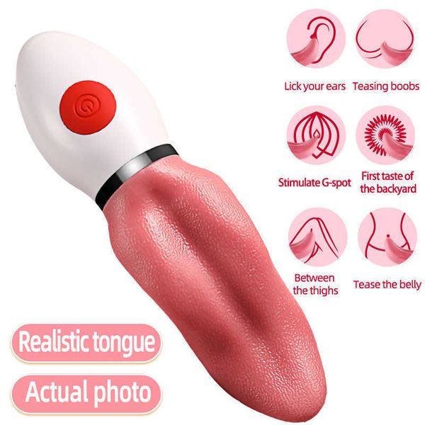 Vibrador de lengua larga para mujer, estimulador de clítoris, masturbador vaginal para lamer, masajeador de punto g para adulto