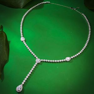 Lange waterdruppel Moissaniet diamant hanger 100% reële 925 sterling zilveren bruiloft hangers ketting voor dames chocker sieraden