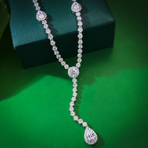 Longue goutte d'eau Moissanite diamant pendentif 100% réel 925 en argent Sterling pendentifs de mariage collier pour femmes Chocker bijoux