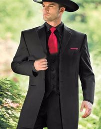 Long Wedding Groom Tuxedos Fashion Made Cowboy Cowboy 3 pièces Black Groom Mariage Costume pour Prom Party JacketPantsVest BH2389427