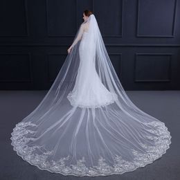 Lange bruiloftsluiers 4m*3M 2024 BRIDAL VEILS Soft Tule met sprankelende pailletten Applique bruiloftaccessoires