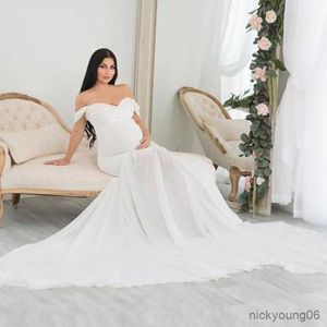 Longue robe de maternité blanche photographie Photo accessoires de mariage robes pour femmes enceintes vêtements robe de grossesse pour séance photo R230519