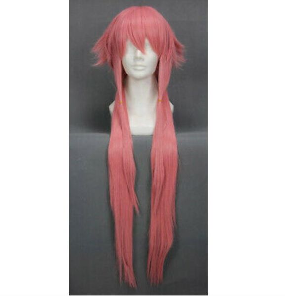 Perruque Longue Rose 80cm, Cosplay The Future Diary Gasai Yuno