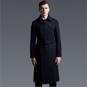 Trench-coat Long en laine pour hommes, vêtement en laine à double boutonnage, coupe-vent pop, à la mode, pour automne et hiver, Europe de l'est