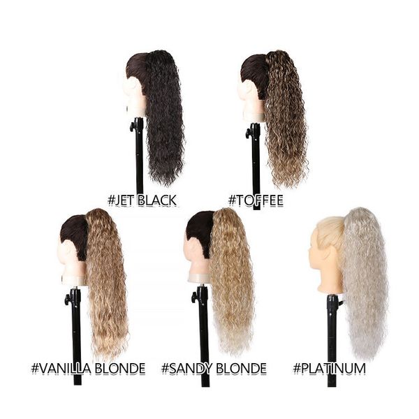 Extensions de cheveux synthétiques queue de cheval longue enveloppante pour femmes queues de cheval blondes faux postiche résistant à la chaleur