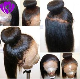 Long Yaki Part droite Brésilien Lace Front Perruque Black Black Synthetic Lace Front Wigs with Baby Hair for Black Women1537137