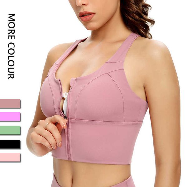 Soutien-gorge de sport à longue fermeture éclair, grand sous-vêtement de sport élargi, haut de Fitness et de Yoga