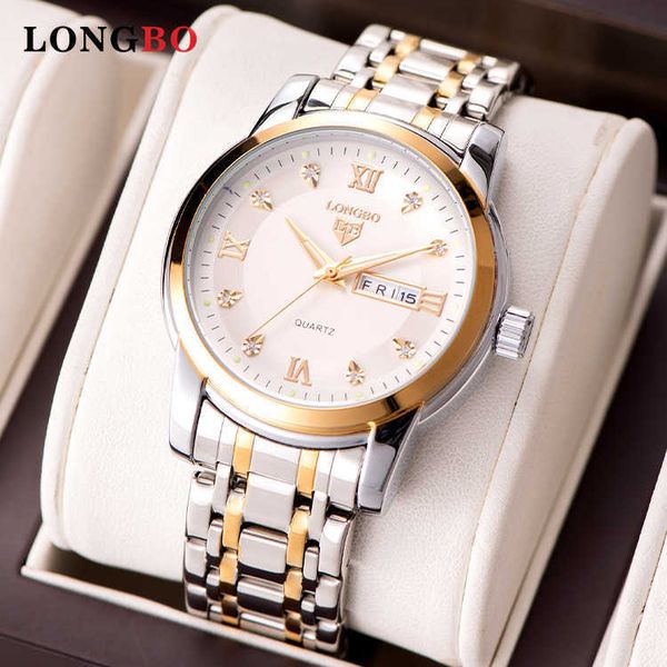 Longbo Brand Watch Fashion Stereoscópica Dial Doble Calendario Cuarzo Reloj Watch Mens Watch Watch