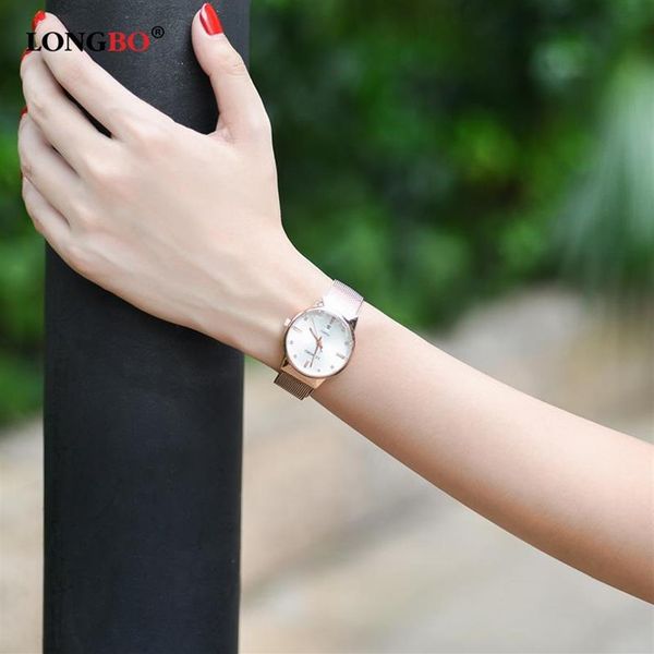 LONGBO Business relojes de lujo con diamantes para mujer, cuarzo japonés, resistente al agua hasta 5 atm, reloj de mujer de acero inoxidable, reloj de moda para mujer BRW 50192Z