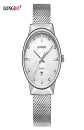 Longbo Business Men Women Watches luxe roestvrijstalen band mannelijke vrouwelijke kwarts horloge kalenderpaar polshorloge cadeaus 50285873791