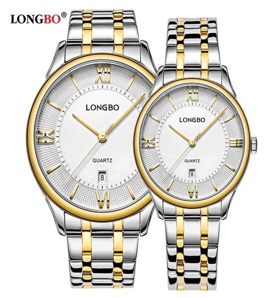Longbo Fashion Style Style Gentleman Reloj Casual de acero inoxidable Relojes de cuarzo impermeable pareja de pulsera 50017234001