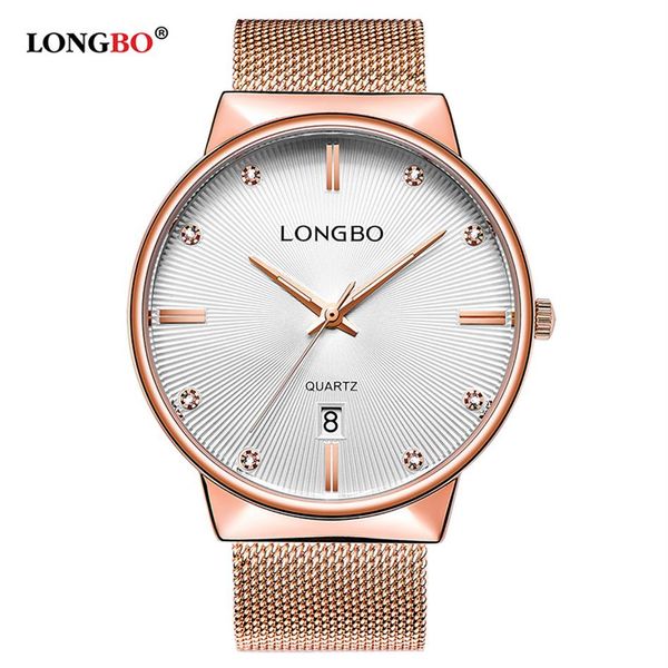 LONGBO luxe affaires hommes femmes montres de luxe en acier inoxydable bande mâle femme montre à Quartz calendrier Couple montre-bracelet cadeaux 502259E