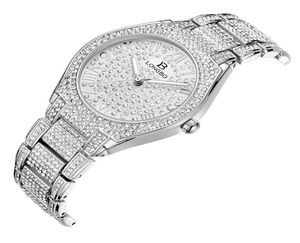 Longbo Bracelet en strass de luxe Watch Femmes Diamond Fashion Fashion Ladies Rose Robe Gold Regarder en acier inoxydable Crystal Wristwatch1479448