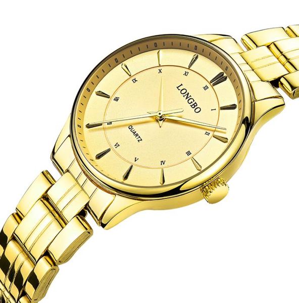 Longbo Quartz Watch Lovers Watchs Women Men Couple de montres analogiques Montres en cuir Montres décontractées Gold 1PCS 802296815871