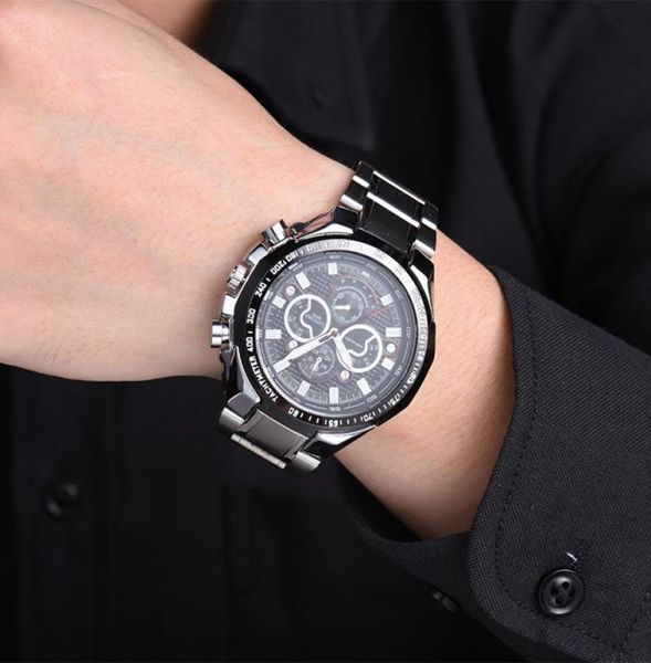 Longbo Watch Fashion Men Crystal en acier inoxydable Quartz Quartz Wrist Watch Bracelet Men Watch en acier inoxydable