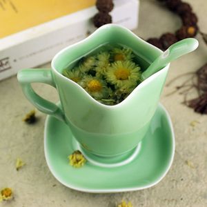 Longquan – tasse à thé à fleurs avec soucoupe, tasse à thé en céramique de haute qualité avec couvercle, décoration de maison, tasse d'eau, cadeau de bureau