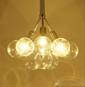 Moderne glazen ballen LED-hanglampen Kroonluchters Licht voor Living Dining Study Room Home Deco opknoping kroonluchter lamp armatuur