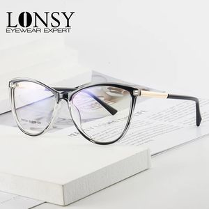 LONSY Retro Cat Eye Leesbril Frame Vrouwen Anti Blauw Licht Computer Brillen Verziend Dioptrie 100 200 300 400 240118