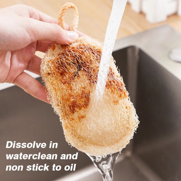 La serviette à loofah ne blesse pas l'éponge de la casserole, le chiffon enlever la coloration à l'huile, la brosse à casserole à pulpe de gourde de soie