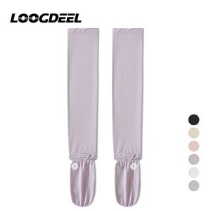 LOOGDEE 1PAIR GLACE SILK SHEEVES CYCLING SCREER SUR SECLE LONGE FEMMES ANTI-UV BROUPE SOFT SPORT EXTACT