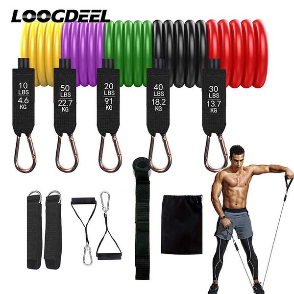 LOOGDEEL 11 pièces/ensemble 150LBS bandes de résistance Gym Fitness équipement maison Yoga tirer corde musculation musculation H1026