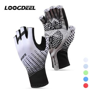 LOOGDEEL Ciclismo profesional Guantes de medio dedo Palma Antideslizante Silicona Absorción de golpes Bicicleta al aire libre Pesca Correr 220624