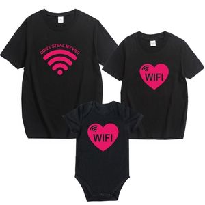 Look manches courtes vêtements amour wifi coton correspondant t-shirt mode famille tenue ensemble t-shirts hauts 210417
