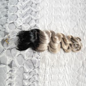 Boucle Micro Remy Body Wave micro extensions de perles 100g Boucle Micro Anneau Extensions de Cheveux Humains Lien Ombre Perle Vrais Cheveux Européens