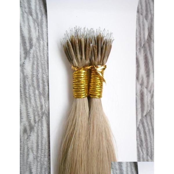 Extensiones de cabello con micro anillo de bucle 100 piezas Virgen brasileña 100G Extensiones de cabello con microperlas Remy en enlaces de anillo nano Recto humano 9 DHHXF