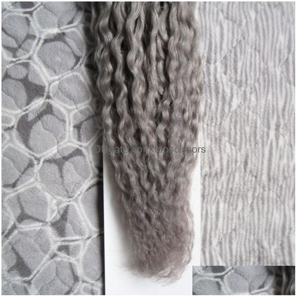 Boucle Micro anneau Extensions de cheveux crépus bouclés humains 100 Remy 100G liens Sier Grey8466338 livraison directe produits Dhd35