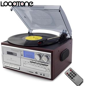 LoopTone 3 vitesses Bluetooth platine vinyle LP lecteur de disque Vintage Gramophone Phono CD Cassette FM/AM Radio USB REC 240102