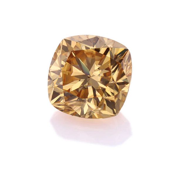 Lâche 6ct Coussin 8 coeurs 8 flèches coupées Champagne Couleur Moissanite Gemstone VVS 11 * 11mm moissanite pierre grande taille bijou perle H1015