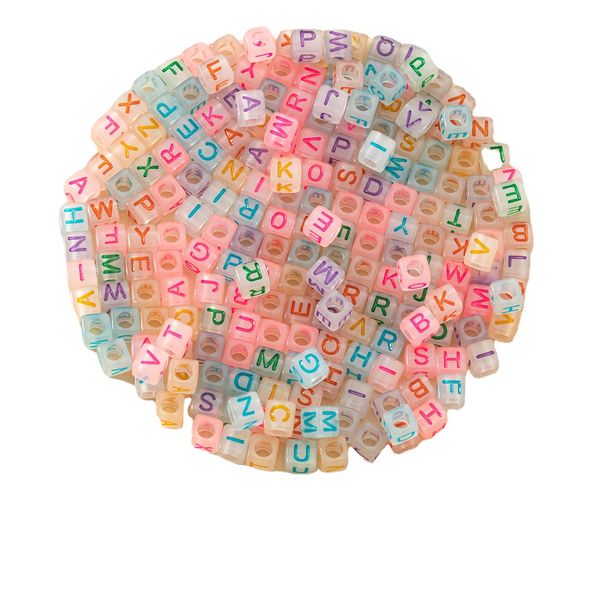 Perles en vrac 6mm pour bracelets faisant acrylique transparent veilleuse cubique lettre mode bijoux collier kits de bricolage filles enfants artisanat perle