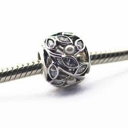 Losse kralen Authentieke 925 Sterling zilveren kralen met CZ lichtgevende bladeren Past voor Pandora Armbanden DIY Sieraden 2016 Nieuwe Moederdag