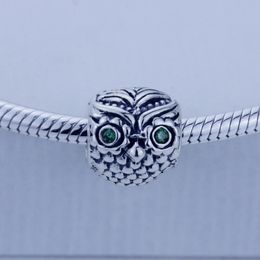 Cuentas sueltas que se adaptan a pulseras Pandora europeas, collares, fabricación de bricolaje, cuentas originales de plata de ley 100% 925, dijes de búho, joyería para mujer, 1 pieza por lote