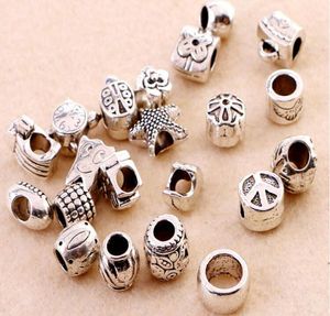 Perles en vrac mixte Antique Silver Acrylic Beads Spacers Perles Fit Bracelet Bracelet de charme Europe