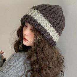 Losse grote hoofdbezels voor vrouwen herfst en winter warme gebreide paalmutsen Koreaanse versie mode ins pullover heren caps gorros