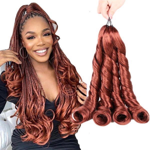 Extensions capillaires synthétiques ondulées au Crochet, boucles amples, 24 pouces, longues spirales, tresses françaises